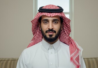 Portrait of a young saudi arabian man in traditional clothing