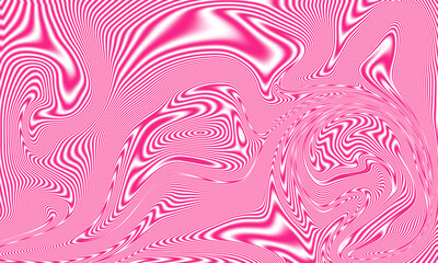 Swirling wavy lines create a vibrant optical illusion effect with pink and white color scheme