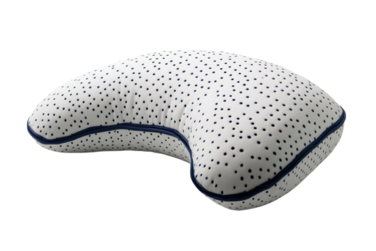 A comforting orthopedic pillow promising restful sleep with charming polka dot design and a on transparent background