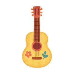 Obraz premium PNG Colorful guitar with floral design.