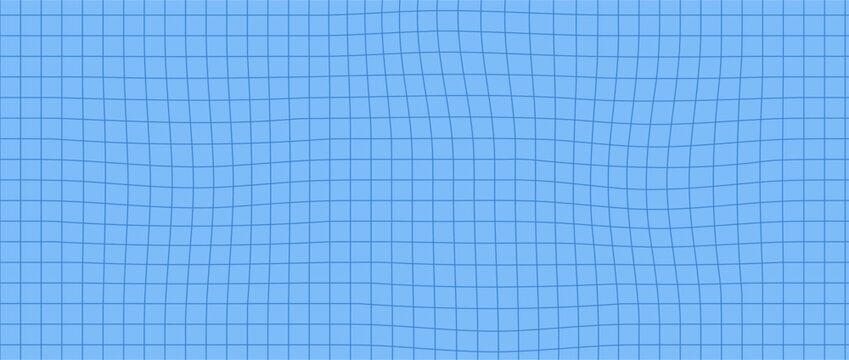 Blue paper bg with checkered wavy grid for memo. Graph pattern template. Notebook background.