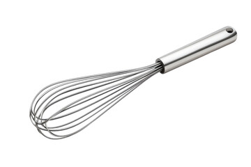 A gleaming stainless steel whisk ready for action inspiring culinary creations and joyful on transparent background