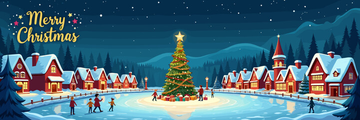 christmas music poster, christmas party poster, christmas poster background, santa poster, happy holidays poster, christmas poster greeting card, christmas, winter, holiday, landscape, illustration, x