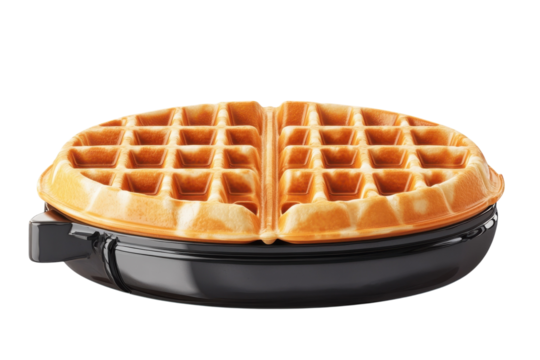 A golden waffle fresh from the iron promises a delightful homemade breakfast and satisfying on transparent background