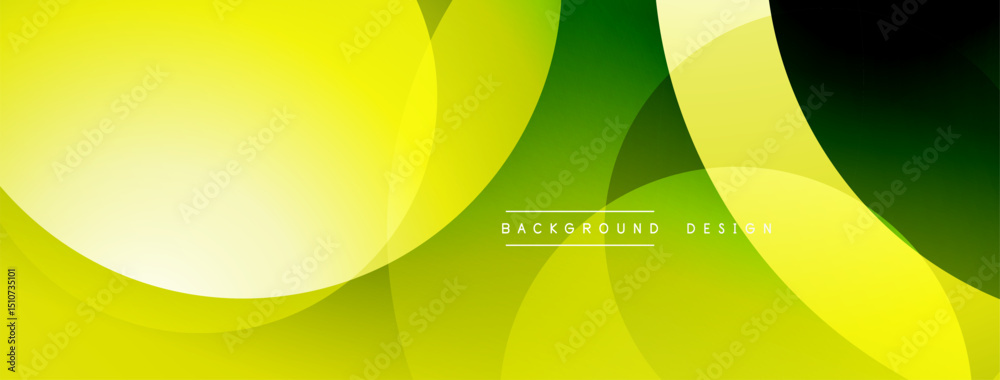 Aufkleber Abstract background features overlapping circles. Yellow, green hues create vibrant, modern visual effect. Simple text reads background design.