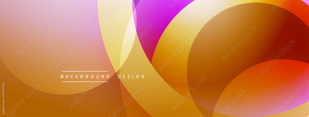 Leinwandbilder Abstract colorful circles overlap, creating warm gradient effect. Text reads background design centered within composition.