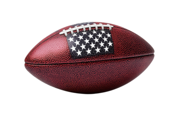 A patriotic American football symbolizing national pride and unity adorned with stars against on transparent background