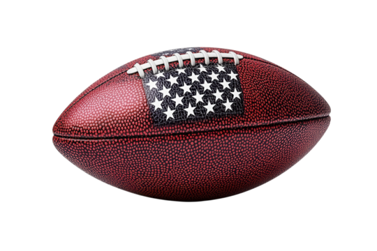 A patriotic American football symbolizing national pride and unity adorned with stars against on transparent background