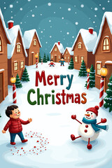 christmas music poster, christmas party poster, christmas poster background, santa poster, happy holidays poster, christmas poster greeting card, christmas, winter, holiday, landscape, illustration, x