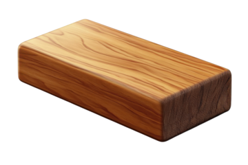 A pristine block of golden wood resting elegantly showcasing its refined grain texture set on transparent background