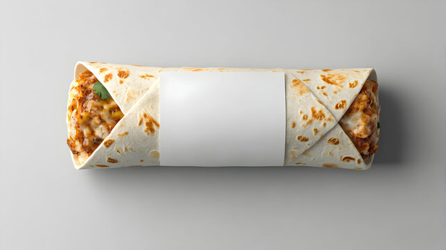 Delicious burrito with a customizable label for branding and promotional purposes