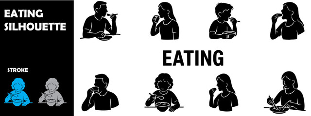 Eating Silhouette Vector