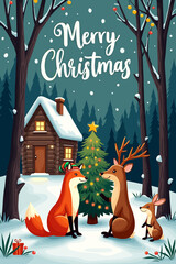 christmas music poster, christmas party poster, christmas poster background, santa poster, happy holidays poster, christmas poster greeting card, christmas, winter, holiday, landscape, illustration, x