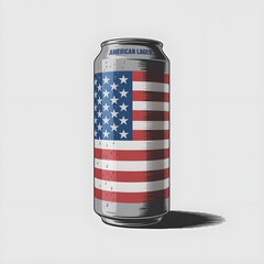 american flag can on  white background