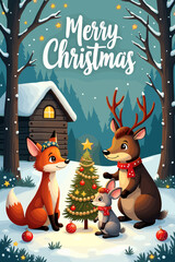 christmas music poster, christmas party poster, christmas poster background, santa poster, happy holidays poster, christmas poster greeting card, christmas, winter, holiday, landscape, illustration, x