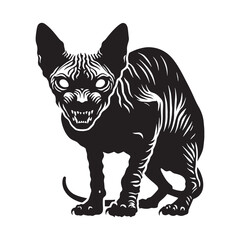 Sleek hairless cat silhouette optimized for spooky design packs – hairless cat silhouette – hairless cat vector illustration – silhouette of hairless cat

