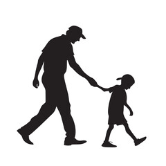 Happy fathers day with dad and children silhouette