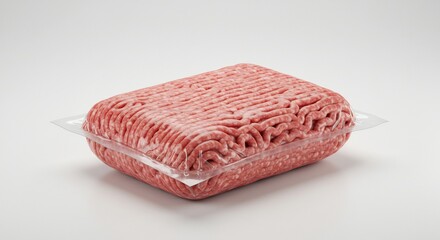 Fresh Ground Beef Package Softly Lit Studio Shot. AI Generated