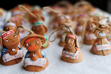 Souvenir toys made of red clay from the Belarusian town of Nesvizh.