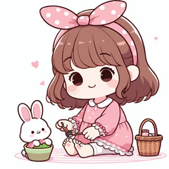 little girl wearing bunny headband