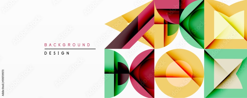 Aufkleber abstract geometric shapes overlap, creating vibrant colorful background. design features triangles, 