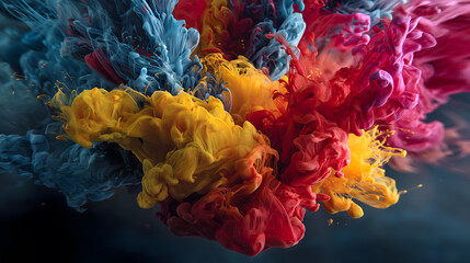 Vibrant Ink Explosion on Black Background