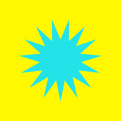 Abstract Light Blue Starburst on Yellow Background Minimalist Graphic Design Element