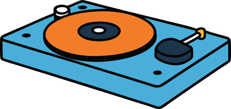 blue turntable with orange record clip art preview