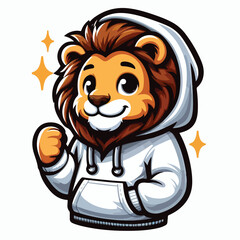 Vector cartoon lion with hoodie