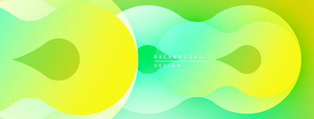 Abstract fluid shapes, vibrant green, yellow hues. Modern design, smooth gradients create dynamic visual effect. Background texture.