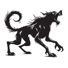 Stylized hellhound silhouette perfect for horror vector kits – hellhound silhouette – hellhound vector illustration – silhouette of hellhound

