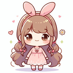 little girl wearing bunny headband