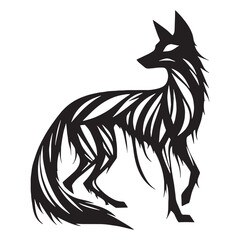 Simplified mummified fox silhouette formatted for scalable design assets – mummified fox silhouette – mummified fox vector illustration – silhouette of mummified fox

