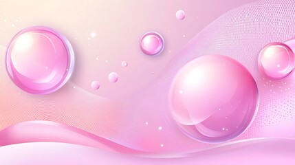 Obraz premium Delicate pink spheres and wavy background