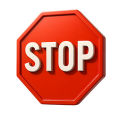 Obraz premium A vibrant 3d rendered stop sign isolated on white signifying warning and caution