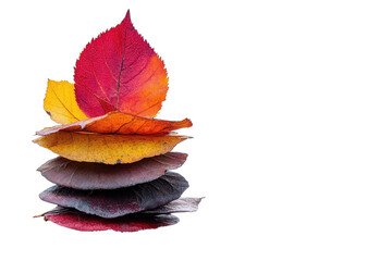 Autumn s cascade of change Stacked leaves showcasing the vibrant transition from summer s on transparent background
