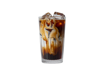 Refreshing Iced Coffee Drink in Glass with Cream and Ice Cubes perfect for summer beverage menu