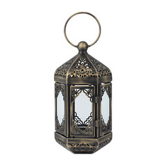 Elegant Antique Brass Lantern with Intricate Floral Cutouts Perfect for Home Decor and Festive Lighting