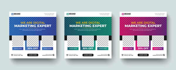 Modern corporate business marketing post or web banner design layout template. Digital marketing expert social media post, advertising web banner, ad design template.