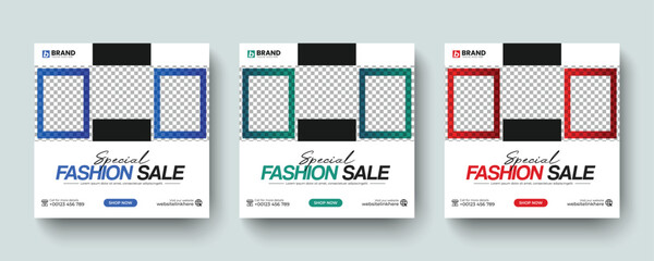 Fashion sale and discount promotion, social media post or web banner ad template. Modern fashion sale promotional marketing social media post or banner design template.