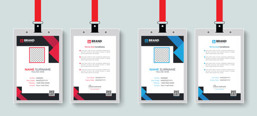 Multipurpose modern and simple office employee id card or identity card design layout. Template design for business company identity card, office id card, staff card design.