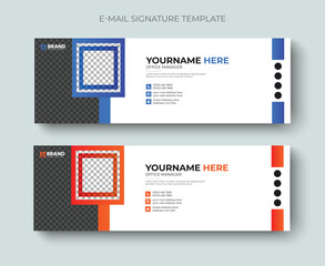 Corporate business Email signature or email footer and personal social media cover template. Professional business email signature design blue and yellow color.