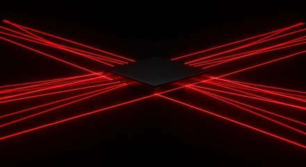 Black Square with Red Laser Lines