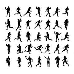 Fototapeta premium American Football Silhouette Bundle | Quarterback & Player Clipart | Running, Passing Vector EPS with white background .