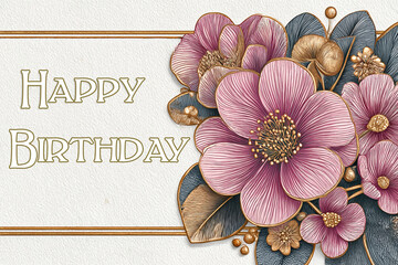 Romantic old-fashioned happy birthday card