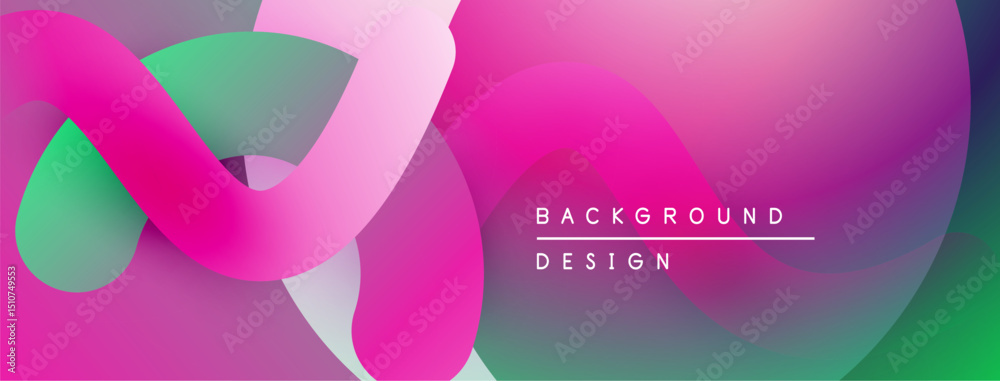 Aufkleber abstract fluid shapes, vibrant pinks, greens, purples blend. modern design element for backgrounds, 