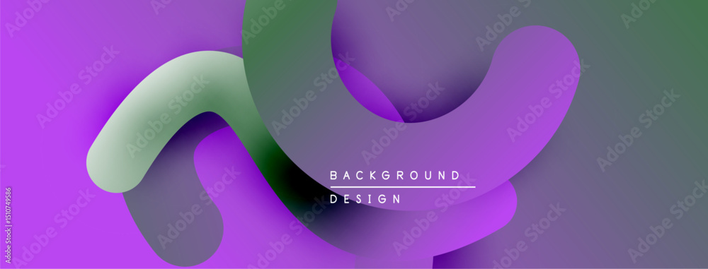 Poster abstract purple, green gradients. smooth shapes overlap creating modern design. minimalist backgroun