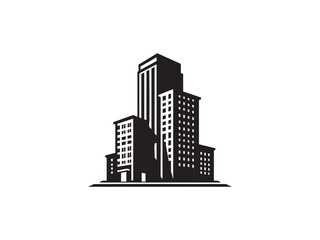 Obraz premium City Building Silhouette – Real Estate and Urban Development Vector Illustration.