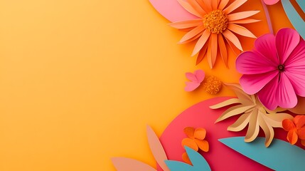 Obraz premium Vibrant paper flowers, warm colors