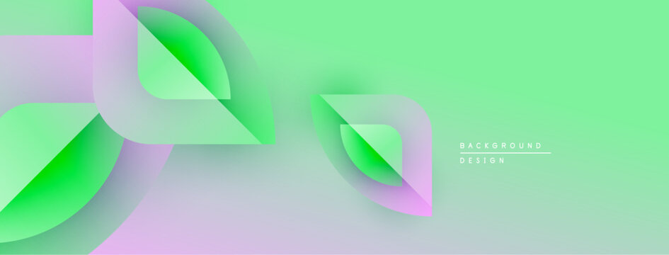 Abstract fluid shapes overlap, creating vibrant green, purple gradients. Minimalist design suggests modern background texture.
